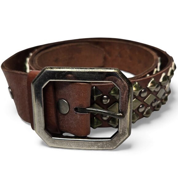 True Religion Studded Belt Men Chunky Allover Metal Accent Rockstar Weighted 40 - Picture 4 of 8